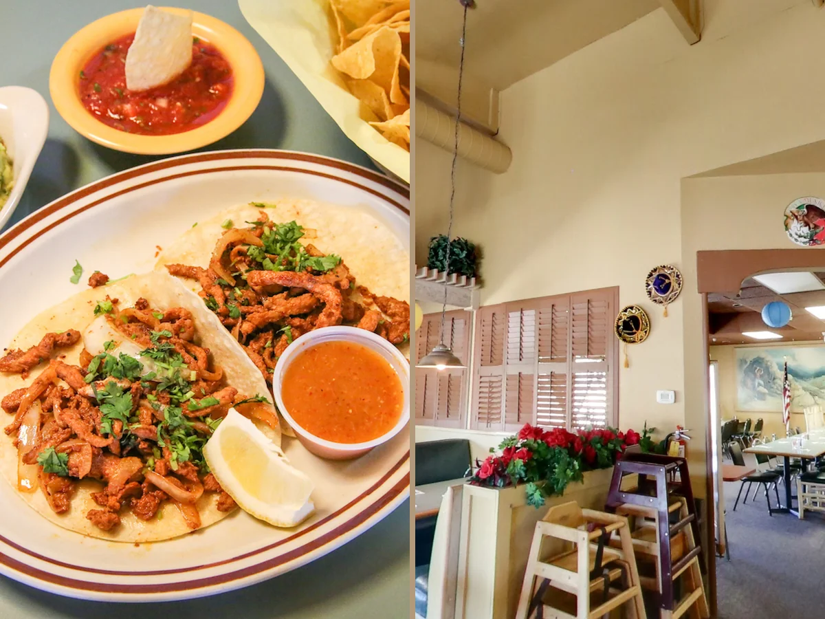 Table service setup inside a cozy Mexican restaurant
